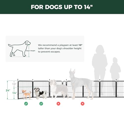 Image of FXW Rollick Unleashed Dog Playpen for Indoor, Yard, RV Camping, 24 inch 16 Panels Dog Pen with RV Step Grid for Small and Puppy Dogs, Black│Patented