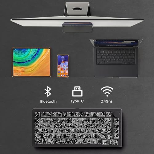 Image of MONSGEEK M1 V5 Aluminum Mechanical Keyboard 75% Topographic Theme Quick Release Gaming Keyboard with Knob, 8000 mAH RGB Hot-swappable Black Custom with Side-Printed Keycaps Pre lubed Piano Switch