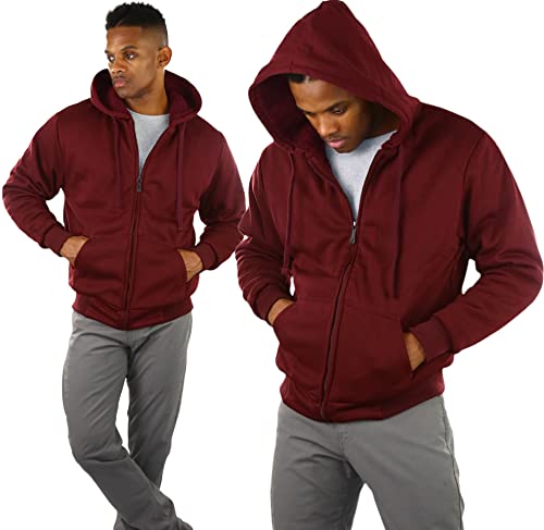 Image of ToBeInStyle Men's Polar Fleece Long Sleeve Zip Up Kangaroo Pocket Cold Weather Hoodie Jacket