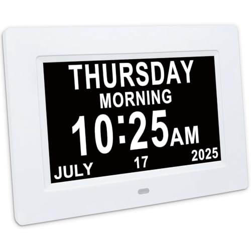 7-Inch Digital Alarm Clock. Displays Time, Day and Month. Features 12 Alarm Settings and 3 Display...