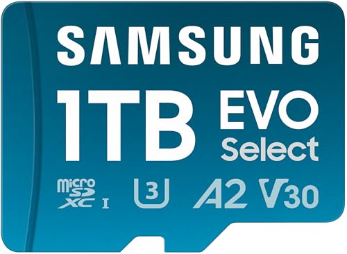 Samsung EVO Select (2024) microSD card + SD Adapter 1 TB UHS-I U3 4K UHD Full HD 160 MB/s Read Memory card for smartphones tablets and laptops MB-ME1T0SA/EU