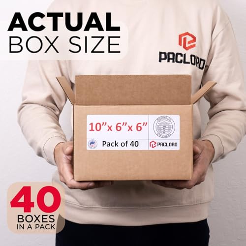 Image of Small Cardboard Boxes 10 inchL x 6 inchW x 6 inchH (Pack of 40) - USA-Made Packing Boxes for Moving, Shipping, or Storage - USPS, UPS, FedEx Approved - Professional Packing Supplies for Moving