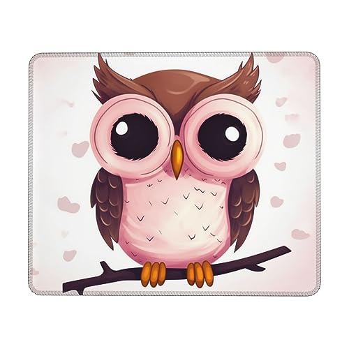 Alfombrilla de ratón con estampado de búho, alfombrilla de ratón para juegos con bordes cosidos duraderos, diseño de base de goma antideslizante para computadoras y portátiles