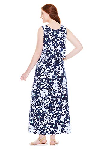 Woman Within Women's Plus Size Layered Popover Maxi Dress - 2X, Dark Navy Floral Multicolored #TOP2