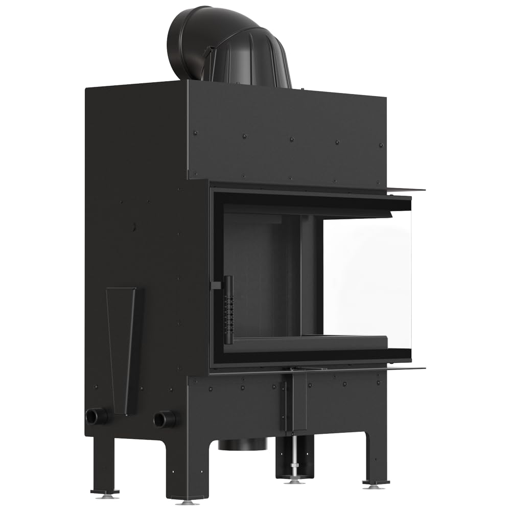 KRATKI Kaminofen Floki M Rechts – Stahl-Kamin 10 kW mit Ø 200 mm Anschluss, schwarzem Thermotec, Schließfunktion & Glass-Glas für effiziente Verbrennung