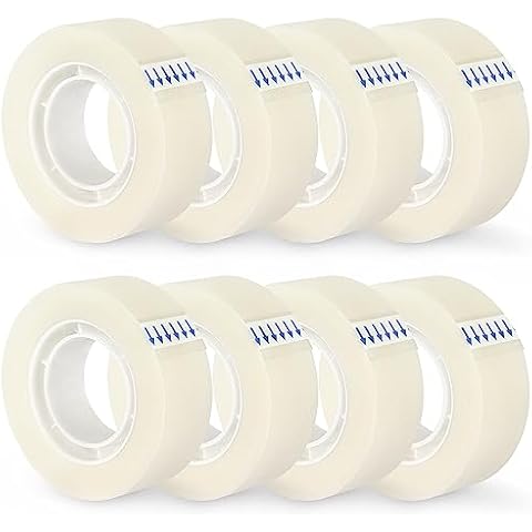 NNY 8 Rolls Transparent Tape Refills Invisible Tape Clear Tape Each Roll 3/4 x 1000 Inches for Office, Home, School Cover