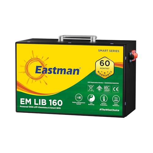 Image of Eastman EM LIB 160 Smart Lithium-Ion Inverter Battery 12.8V 100Ah for Home, Office & Shops | Universal Compatible | Lead Acid Replacement | Zero Maintenance | Fast Charging | 5 Years Warranty