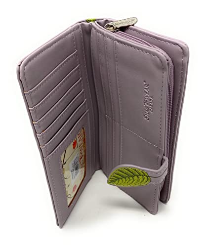 Shag Wear Bumblebee Tattoo Large Insect Wallet for Women and Teen Girls Vegan Faux Vegan Leather 7" Purple3