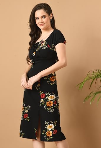 Image of IUGA Women's Half Sleeve Round Neck Printed Dress