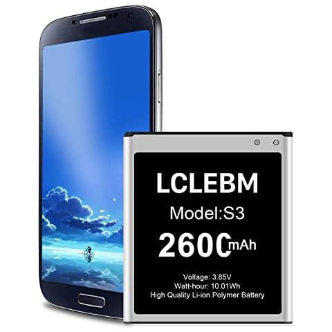 LCLEBM 2600mAh Galaxy S3 Battery, Lithium-Ion Polymer Battery for Samsung Galaxy S3 Compatible with Galaxy S3, I9300, I9305 LTE, I747, I535 Cover