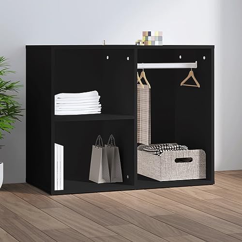 BOWEKAM Home & Garden-Dressing - Armario negro de 80 x 40 x 65 cm, diseño de madera