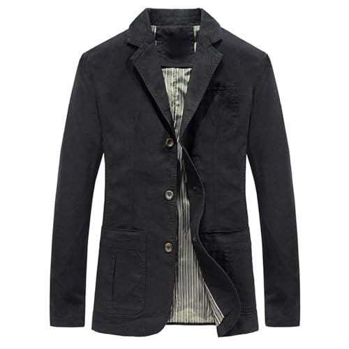 Men's Long Sleeve Blazer Jacket Snow Top Vintage Fall Casual Button Classic Notch Collar Fashion Cotton Suit Coat