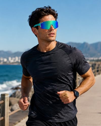 Image of Zynic Men's Stylish Sports Sunglasses For Unisex | UV400 Protection Classic Wrap Around Googles |Sports Shades for Driving,Cyclining Outdoor & Travel | Googles for man's