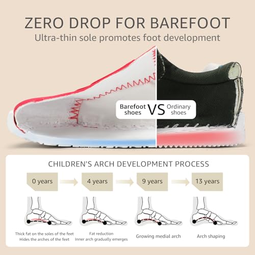 Toddler Wide Toe Box Shoes:Boys Barefoot Shoes Non-Slip Zero Drop Little Girls Slip on Sneakers,Baby First Walking Shoes Outdoor Activities3