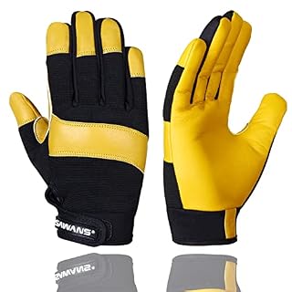 SAWANS gants de jardinage cuir jaune taille M