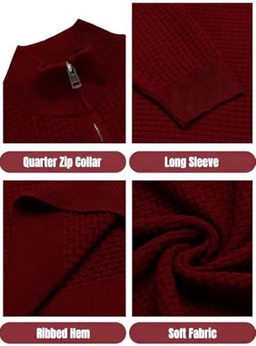 Image of TYSORT Men High Neck Zipper Full Sleeve Waffle Knitted Winter Sweater,Waffle Knit Sweater for Men