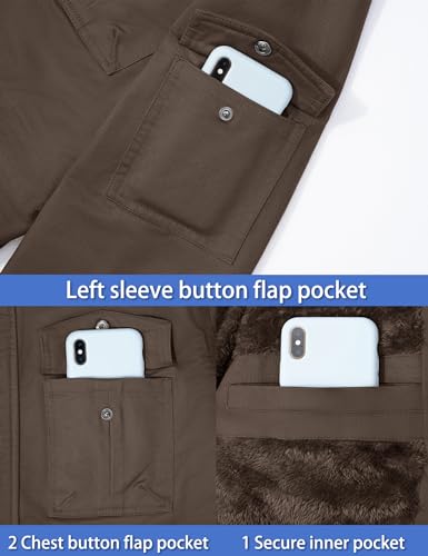 Image of TACVASEN Men's Jacket-Casual Winter Cotton Military Jacket Standard Length Thicken Hooded Cargo Coat