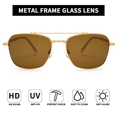 JIM HALO Retro Square Aviator Sunglasses Premium Glass Lens Flat Metal Eyewear Men Women2