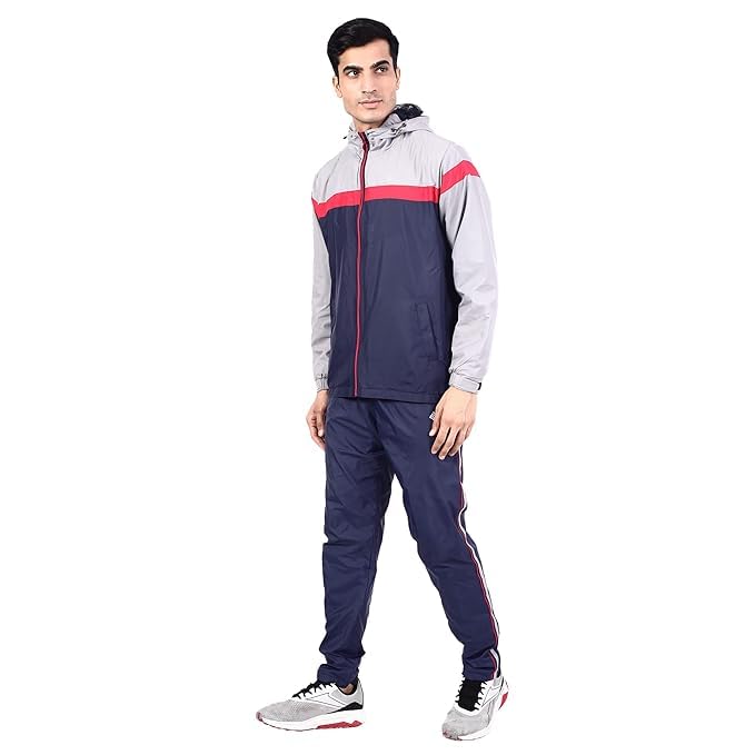 Men’s Polyester Sports Track Suit – Navy & Grey Colorblock | Full Sleeve Zipper Jacket with Matching Pants | Regular Fit Activewear Set (IN, Alpha, XL, Regular)-image-30