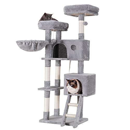 Heybly Cat Tree, Cat Tower For Indoor Cats,Multi-Level Cat Furniture Condo For Large Cats With 2 Padded Plush Perch, Cozy Basket And Scratching Posts Hct023W #TOP7