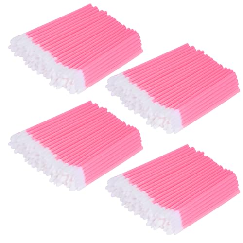 Alaoo 200PCS Cepillos para Maquillaje de Labios,Cepillo de Labios Desechable,Cepillos de Lápiz Labial, Pincel Labios de Brillo,Pinceles Aplicador Labial,Pinceles de Maquillaje para Cejas,Rosa,A