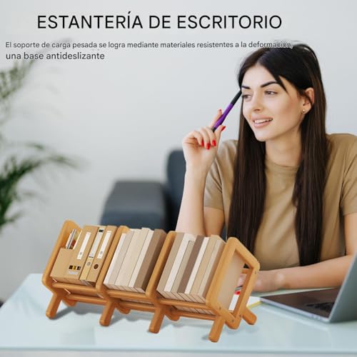 Estantería de mesa extensible con estantes ajustables de madera para hogar 3