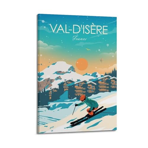 Toile Val d'Isère poster 30x45 cm style cadre, le cadeau idéal pour amoureux de montagne