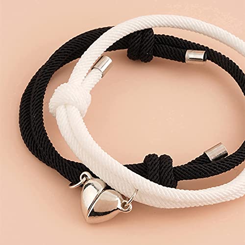 Dlihc 2Pcs Couples Bracelets For Women Men, Heart Bracelets For Couples, Black And White Matching Bracelets For Best Friend Boyfriend And Girlfriend #TOP3