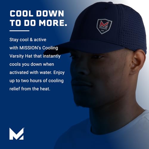 Image of MISSION Cooling Flex Varsity Hat - Unisex Baseball Cap - Lightweight & Stretch Fit - Cools Up to 2 Hours - UPF 50 Protection