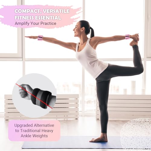 Wrist Ankle Weights for Women Set of 2, Adjustable Silicone Weighted Bangles, Wearable Ultra-durable Strips Weight Bracelet 2 lbs/4 lbs for Yoga, Pilates, Barre, Walking, Arm & Leg Workout3