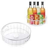 MOKARO 2 Pack Plastic Lazy Susan Turntable with 2 Handle Multifunctional Spice Rack Organizer for...