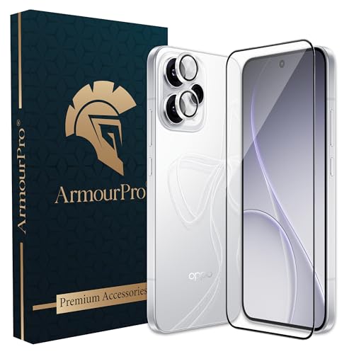 Image of ArmourPro Edge to Edge Tempered Glass for Oppo Reno 15 with Silver Camera Ring Guard, 9H Screen Protector, Anti-Scratch, Anti-Fingerprint, Bubble-Free Installation Kit