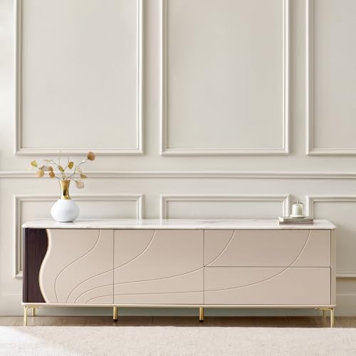 Image of Home Centre | Monalisa Faux TV Units | TV Unit for Living Room | Engineered Wood, Marble Top | Brown | 1 Year Warranty