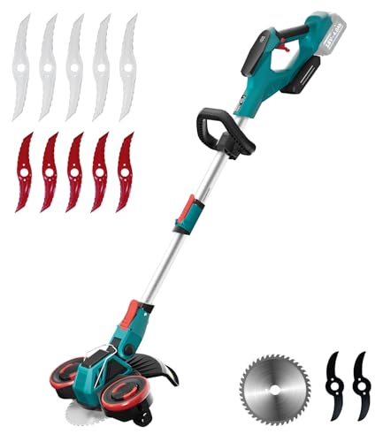 KIESBOHR Débroussailleuse sans fil 3 en 1 compatible avec les batteries Makita 18 V | Débroussailleuse pour tonte, bords et buissons | Moteur sans balais, manche...