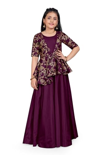 Image of Fashion Dream Girls Silk Blend Floral Printed Dress|Fancy Western Party Gown|Kids Ethnic Dress