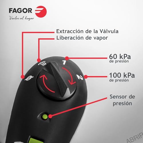 Fagor Rapid Xpress Pressure Cooker 6 + 4 Litres, Induction, Express Super Fast, Stainless Steel 18/10, All Types of Cookers, Thermo Diffuser Bottom, 2 Pressure Levels, 5 Safety Systems - Image 4
