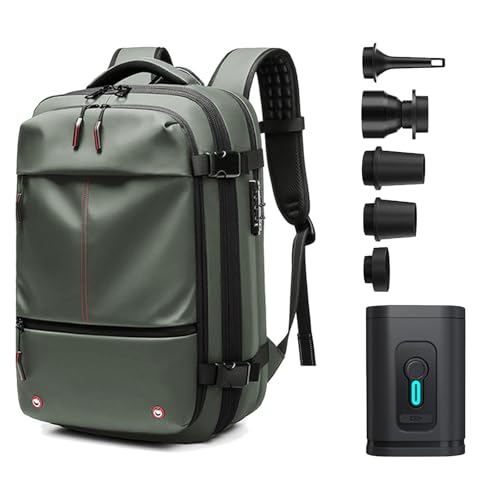 Space Vac Pro Backpack, 40L Spacevac Pro Vacuum Compression Travel Backpack with Pump for Airplane Carry on Size (Green, Classic)