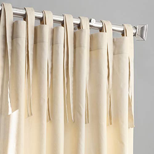 Image of HPD Half Price Drapes Solid Tie Top Cotton Curtains 84 Inches Long (1 Panel) Luxury Light Filtering Curtains for Living Room, Modern Semi Sheer Curtain for Bedroom, 50W X 84L, English Cream