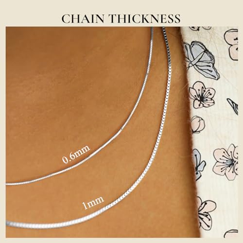 Everyday Elegance Solid 14K White, Yellow or Rose Gold Box Link Chain Necklace for Women Square Box Design| Spring Ring Clasp | 0.6mm or 1.0mm Thickness | 14 16 18 20 22 Inch Lengths With Gift Box4