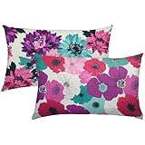 Flores Funda Cojin 70x90 Cojines Exterior Jardin Juego de 2 Fundas de Cojines Moderno Patrón Diseño Terciopelo Doble Cara Impresión con Cremallera Invisible para Sofá Decoración Hogar Decor, Model74