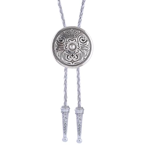 Image of GelConnie Floral Bolo Tie for Men Womens Bolo Tie Necklace Native American Black Men's Bolo Ties Western Cowboy Bolero Ties