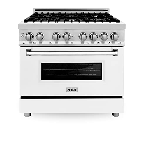 Zline 36" 4.6 Cu. Ft. Dual Fuel Range With Gas Stove And Electric Oven With Color Door Options (Ra36) (White Matte) #TOP2