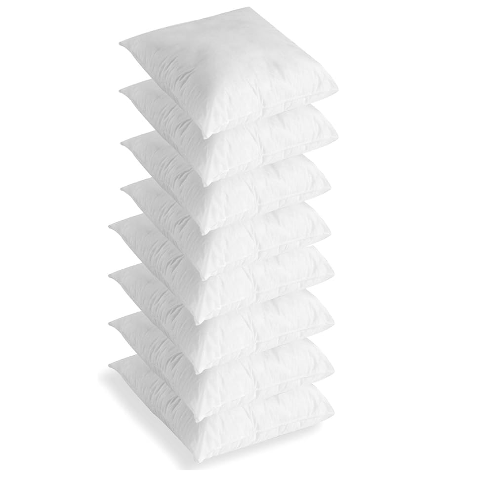 Hannah Pack of 8 Extra Deep Filed 18x18 Inches Cushion Pads Inserts Fillers Scatters, White, 45X45