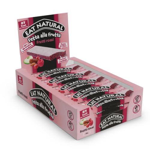 Eat Natural Fette alla Frutta, Barrette Morbide ai Frutti Rossi, 15x25g | 15 barrette morbide ai frutti rossi con datteri e mandorle, fonte di fibre, senza glutine, senza aromi artificiali