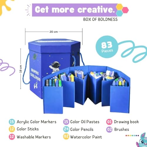 Image of Deluxe Drawing and Painting Art Set Crayon Color Set for Kids | Case Art & Craft Supplies | Great return Gift (83 Color**, 1)