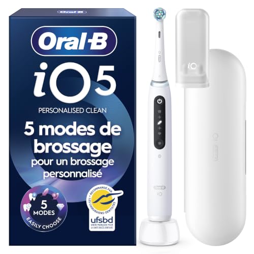 Oral-B Brosse Ă Dents Electrique iO 5 avec Brossette de Rechange, Blanche