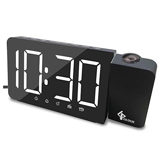 Antomove Projection Alarm Clock,6.7" Curved-Screen Large Digital Display,Adjust Brightness Automatically,Dual Alarm Clock with 2 Alarm Sounds,FM Radio,Suitable for Night (Black/White)