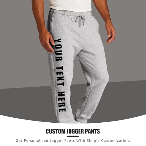 Custom Cozy Joggers with Pockets | Design Your Own with Exclusive Text or Logo Print | Soft Cotton/Poly Fleece Personalized Track Pants for Men & Women3