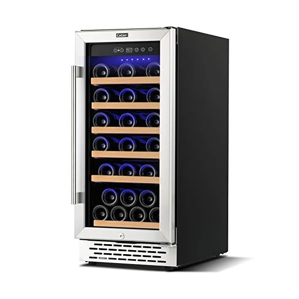 Colzer Classic 15 Inch Wine Cooler Refrigerators, 30 Bottle Fast Cooling Low Noise and No Fog