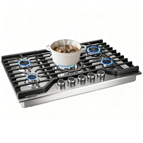 30 Inch Gas Cooktop Stovetop 5 Italy SABAF Burners